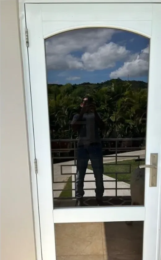 Antes: puerta blanca con cristal en arco